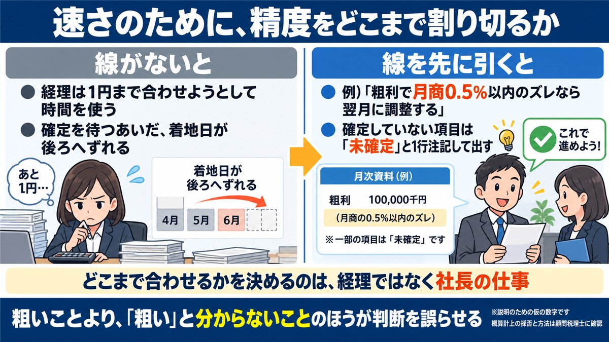 速さと精度のバランスの取り方を示す対比図解