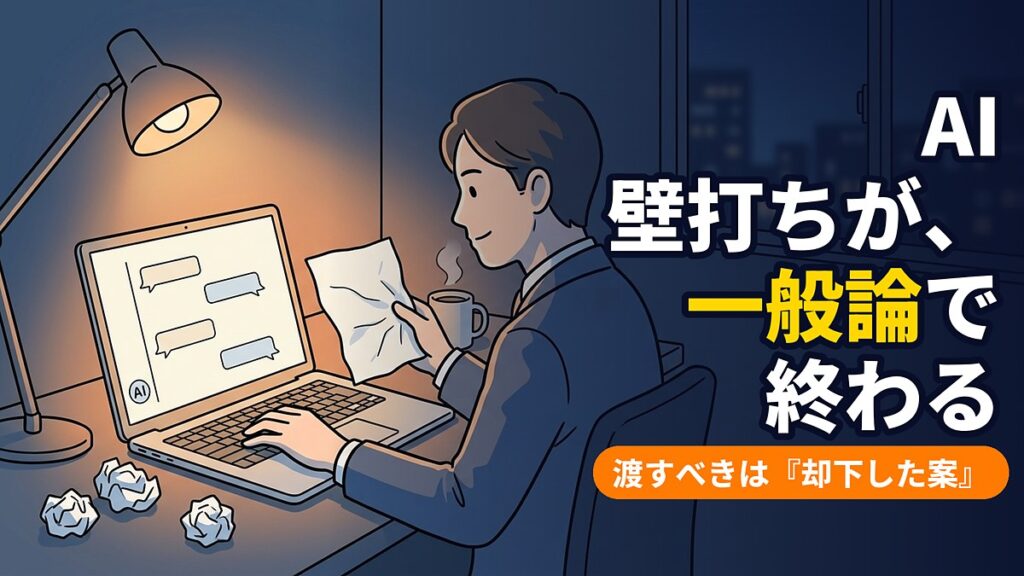 AI壁打ちが一般論で終わるのは、却下した案を渡していないから