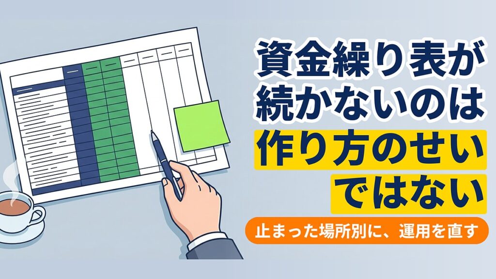 資金繰り表が続かないのは作り方のせいではない——止まった場所別の直し方