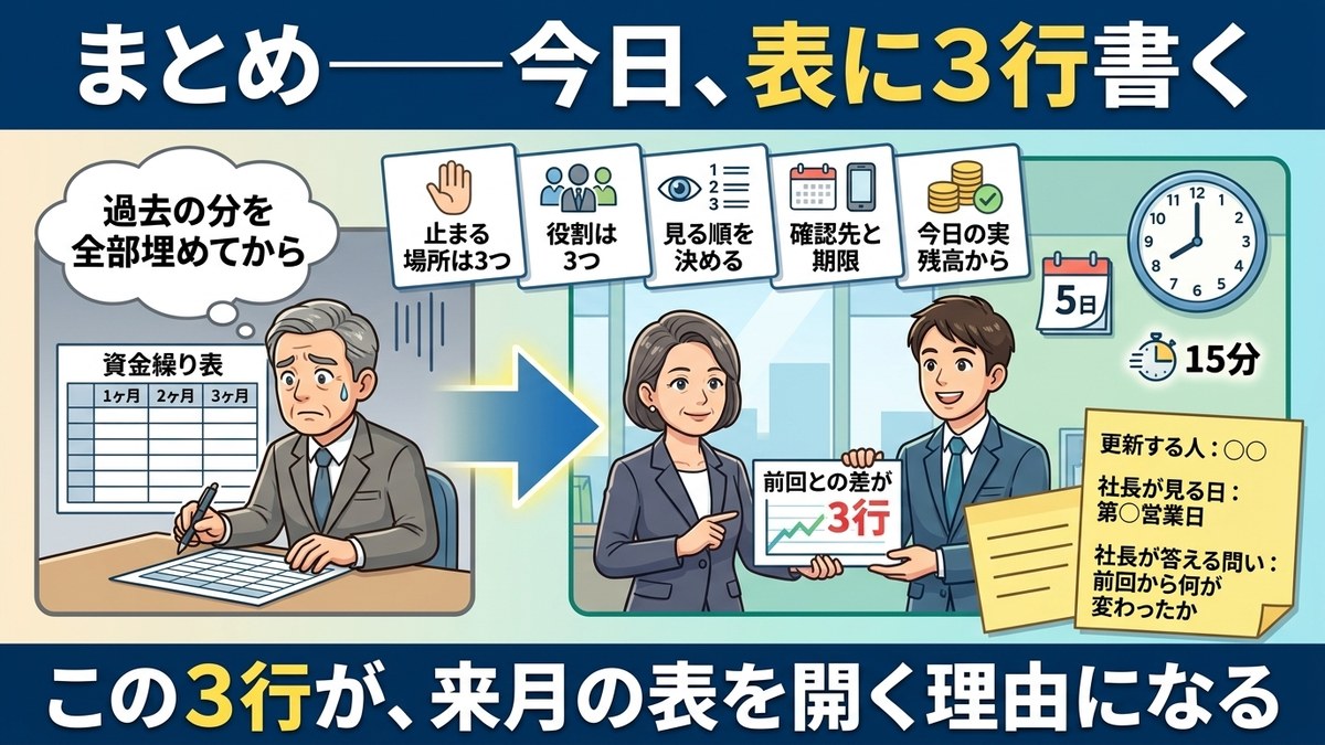 今日表に3行書くまとめ図解